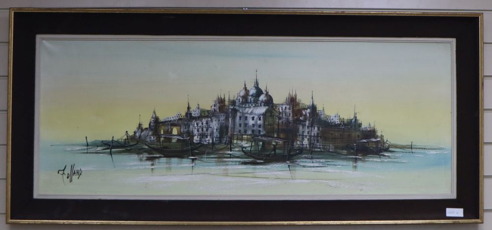 Ronald Norman Folland (1932-1999), oil on canvas, View of Venice, signed, 45 x 120cm